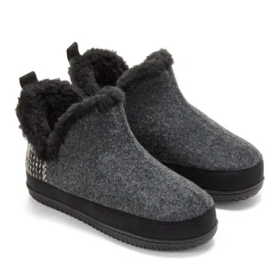 Dearfoams Felted And Plaid Boot Slipper In Black