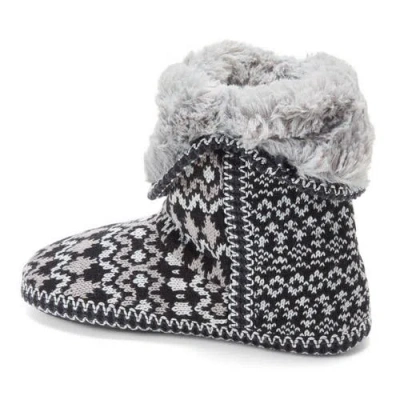 Dearfoams Beth Faux Fur Fold Down Fuzzy Bootie Slipper In Multi