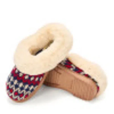Dearfoams Hannah Festive Knit Womens Memory Foam Clog Slippers In Red