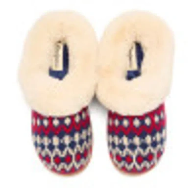 Dearfoams Hannah Festive Knit Womens Memory Foam Clog Slippers In Red