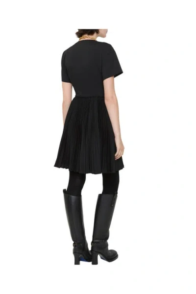 Burberry Ada Pleated Wrap Mini Dress In Black