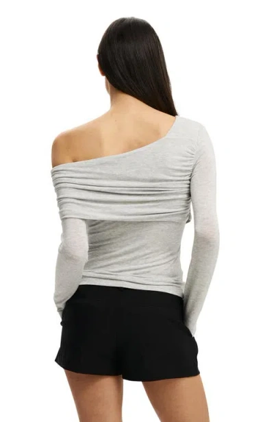Cotton On One Shoulder Base Layer Long Sleeve In Gray