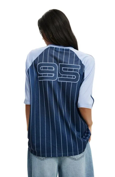 Cotton On Oversized V Neck Raglan Jersey In Blue