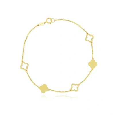 The Lovery Fine Jewelry Mini Gold Alternating Open Clover Bracelet In Gold