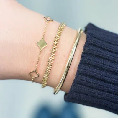 The Lovery Fine Jewelry Mini Gold Alternating Open Clover Bracelet In Gold