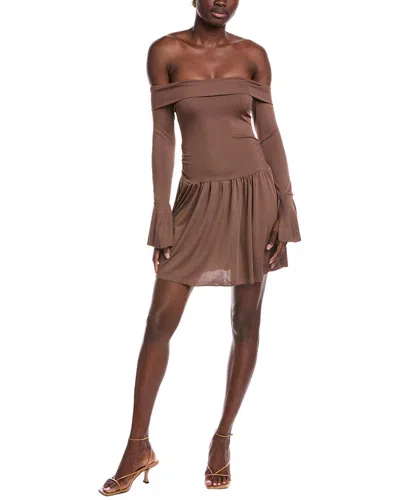 Jl Luxe Off-the-shoulder Mini Dress In Brown
