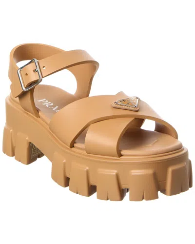 Prada Monolith Rubber Sandals In Brown