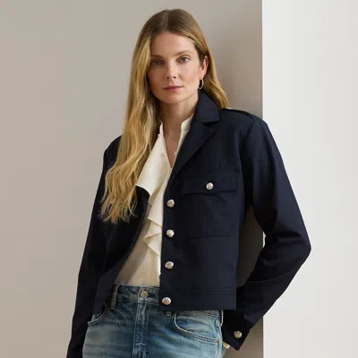 Ralph Lauren Cropped Wool-blend Twill Jacket In Blue
