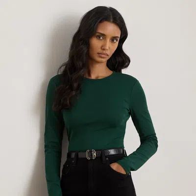 Ralph Lauren Cotton-blend Long-sleeve Top In Green