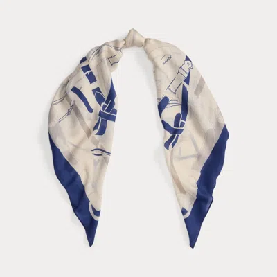 Ralph Lauren Belting-print Wool-silk Square Scarf In Neutral
