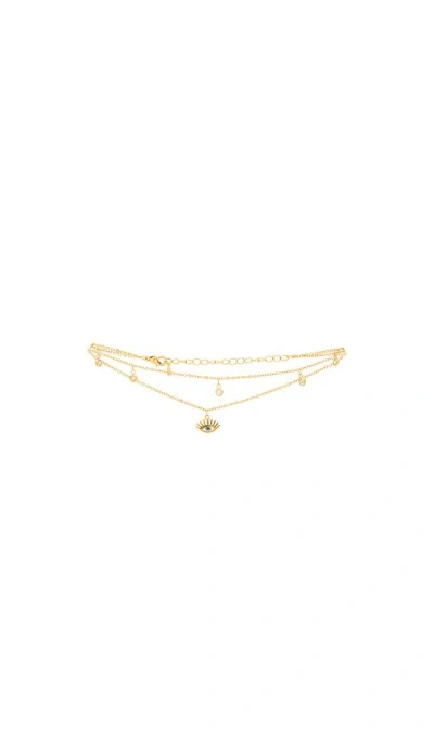 Na&iuml;a Mirage Evil Eye Double Anklet In Gold