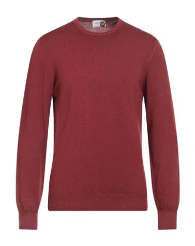 Heritage Man Sweater Brick Size 44 Merino Wool In Red