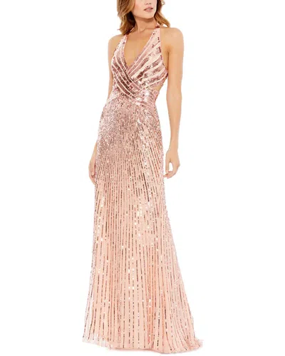 Mac Duggal Hand-embellished Sequin Gown With Cutouts And Crisscross Back In Pink