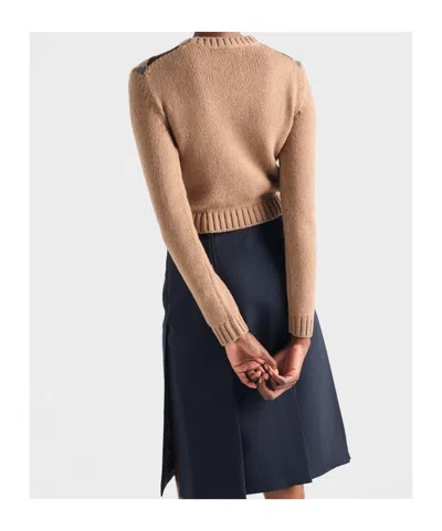 Prada Crew Neck Sweater In Brown