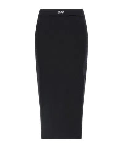 Off-white Black Pencil Skirt With Off Logo