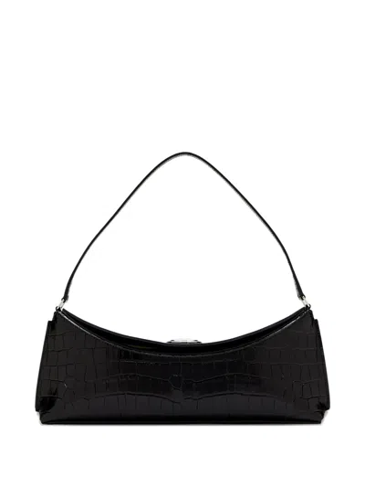 Jacquemus Le Calisson Crocodile-effect Leather Shoulder Bag In Black