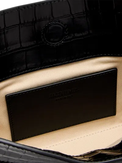 Jacquemus Le Calisson Crocodile-effect Leather Shoulder Bag In Black