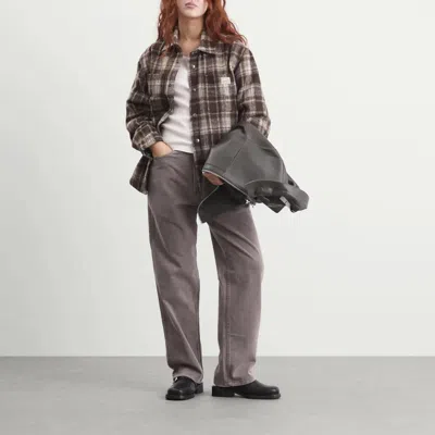 Dunst Brown Checkered Shirt With Front Logo Patch In Flannel Man In Brown