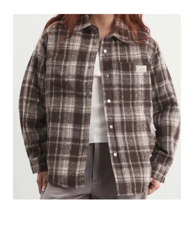 Dunst Brown Checkered Shirt With Front Logo Patch In Flannel Man In Brown