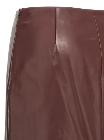 Brunello Cucinelli Column Back-split Leather Midi Skirt In Red