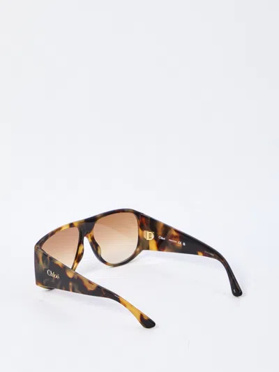 Chloé Teardrop Aviator Sunglasses Tortoiseshell Frame In Brown