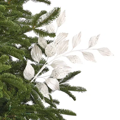 Frontgate Set Of 6 Glitter Laurel Stems In White