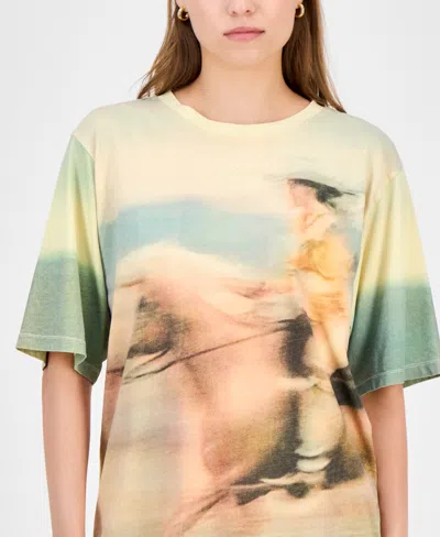 Hugo Boss Boss Orange Enis Horse Rider Graphic T-shirt In Yellow