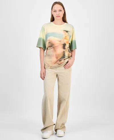 Hugo Boss Boss Orange Enis Horse Rider Graphic T-shirt In Yellow