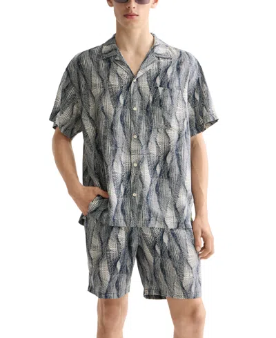 Scotch & Soda Men's Relaxed Fit Short Sleeve Marble Print Button-front Camp Shirt In Multi