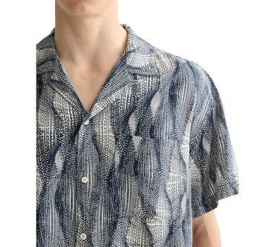 Scotch & Soda Men's Relaxed Fit Short Sleeve Marble Print Button-front Camp Shirt In Multi