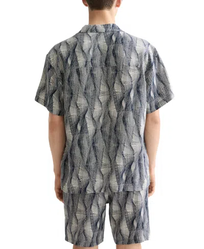 Scotch & Soda Men's Relaxed Fit Short Sleeve Marble Print Button-front Camp Shirt In Multi