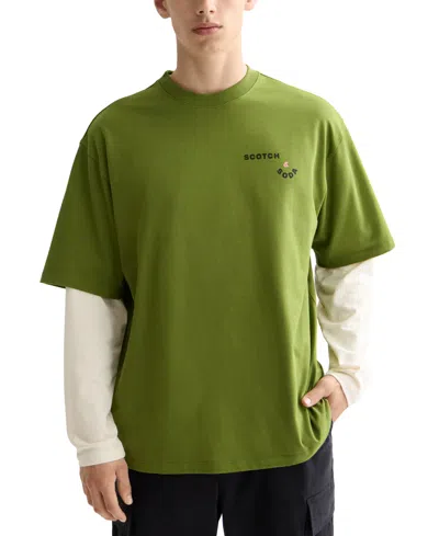 Scotch & Soda Men's Relaxed Fit Short Sleeve Graphic T-shirt In Green