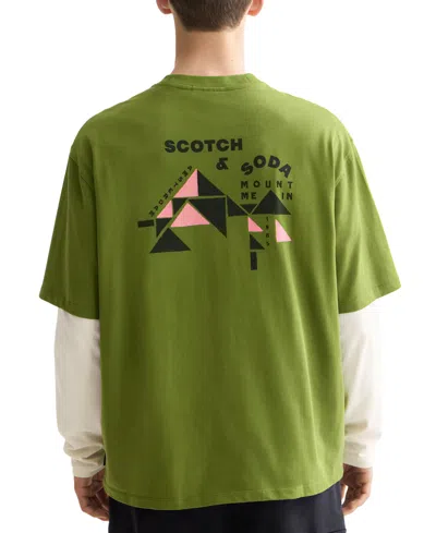 Scotch & Soda Men's Relaxed Fit Short Sleeve Graphic T-shirt In Green