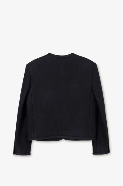 Dunst Black Jacket With Button Closure And Front Pockets In Tweed Woman In Black