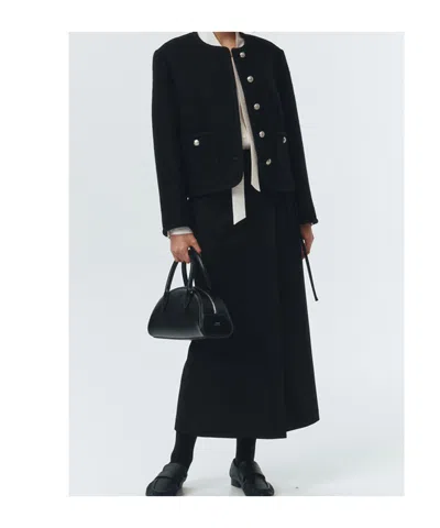 Dunst Black Jacket With Button Closure And Front Pockets In Tweed Woman In Black