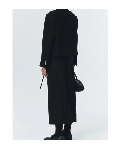 Dunst Black Jacket With Button Closure And Front Pockets In Tweed Woman In Black