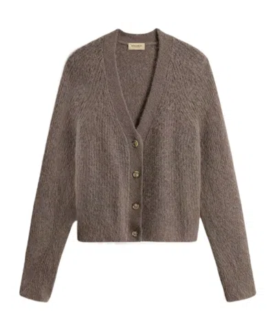 Woolrich Garment-dyed Cardigan In Alpaca And Wool Blend In Brown