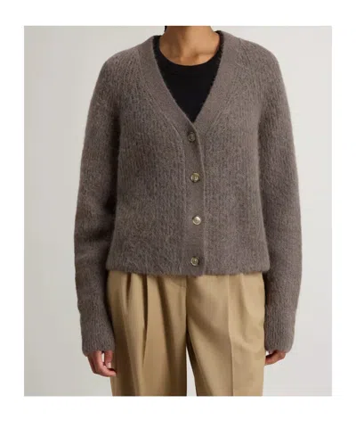 Woolrich Garment-dyed Cardigan In Alpaca And Wool Blend In Brown