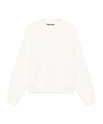 Jacquemus Le Sweater Brode Logo-embroidered Fine-knit Jumper In White