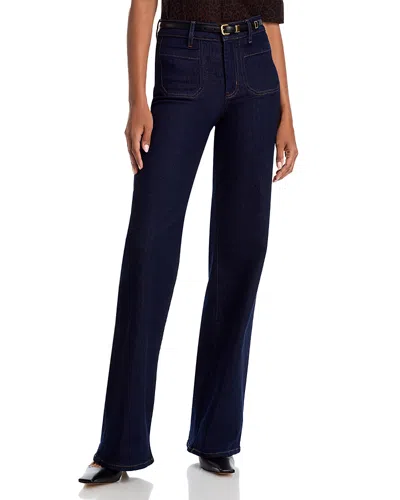 Frame Le Pixie Slim Palazzo Patch Pocket High Waist Wide Leg Jeans In Blue