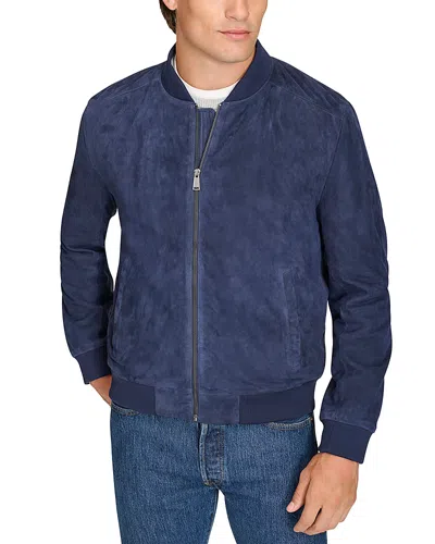 Cole Haan Men's Suede Bomber Jacket In Blue