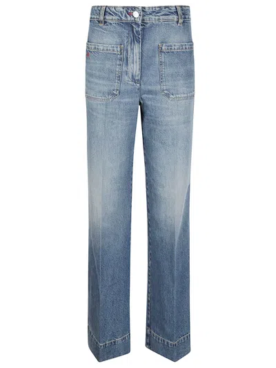 Victoria Beckham Wide Jeans In Faded Blue In Blue