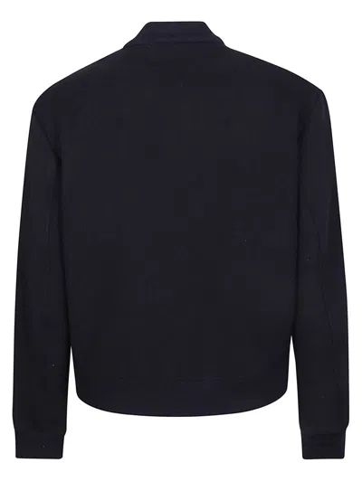Etro Navy Blue Bomber Jacket With Embroidered Logo And Zip Fastening In Black