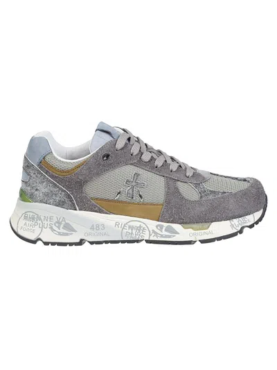 Premiata Dynamic Grey Sneakers With Textured Panels In Gray