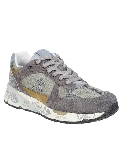 Premiata Dynamic Grey Sneakers With Textured Panels In Gray