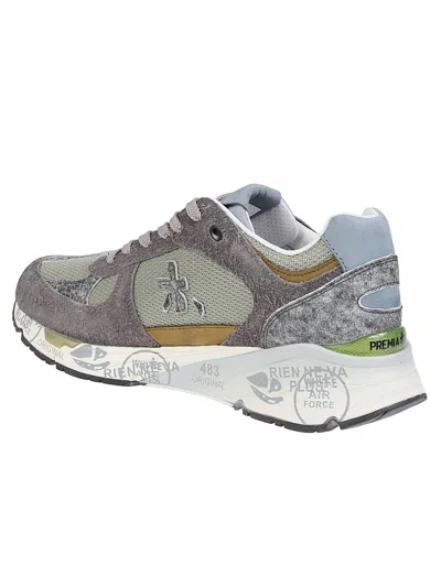 Premiata Dynamic Grey Sneakers With Textured Panels In Gray
