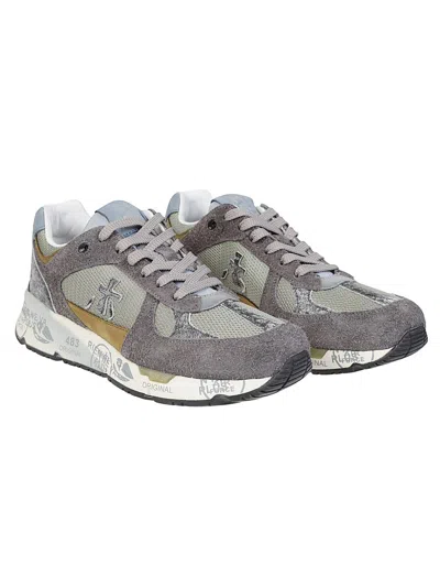 Premiata Dynamic Grey Sneakers With Textured Panels In Gray