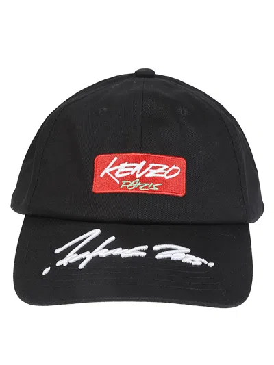 Kenzo Men Baseball Cap With Embroidered Logo In Black