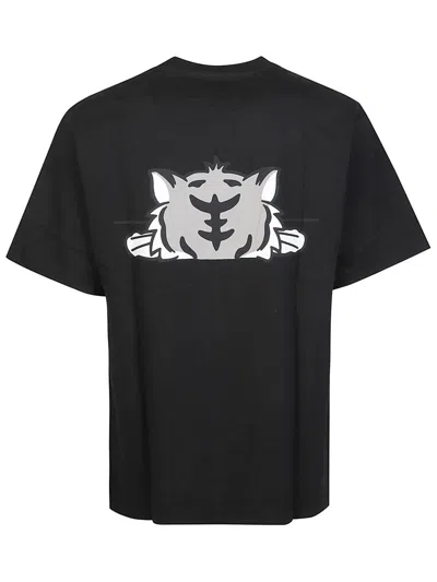 Kenzo Graphic Print Crew Neck Cotton T-shirt In Black