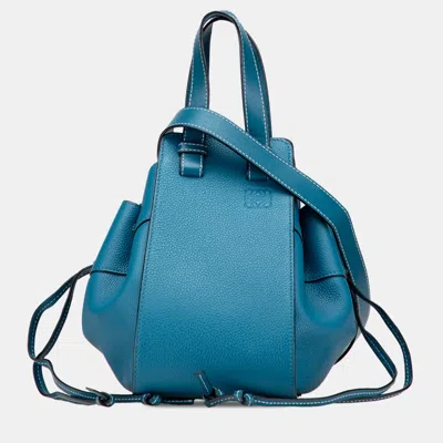 Pre-owned Loewe Blue Small Grained Calfskin Drawstring Hammock Bag